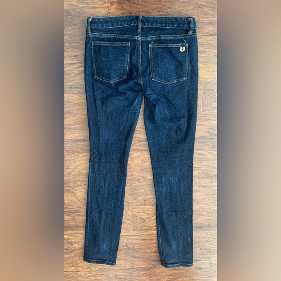 Tory Burch Super Skinny Dark Wash Jeans Midrise Luxe Stretch Size 28 - Picture 2 of 12